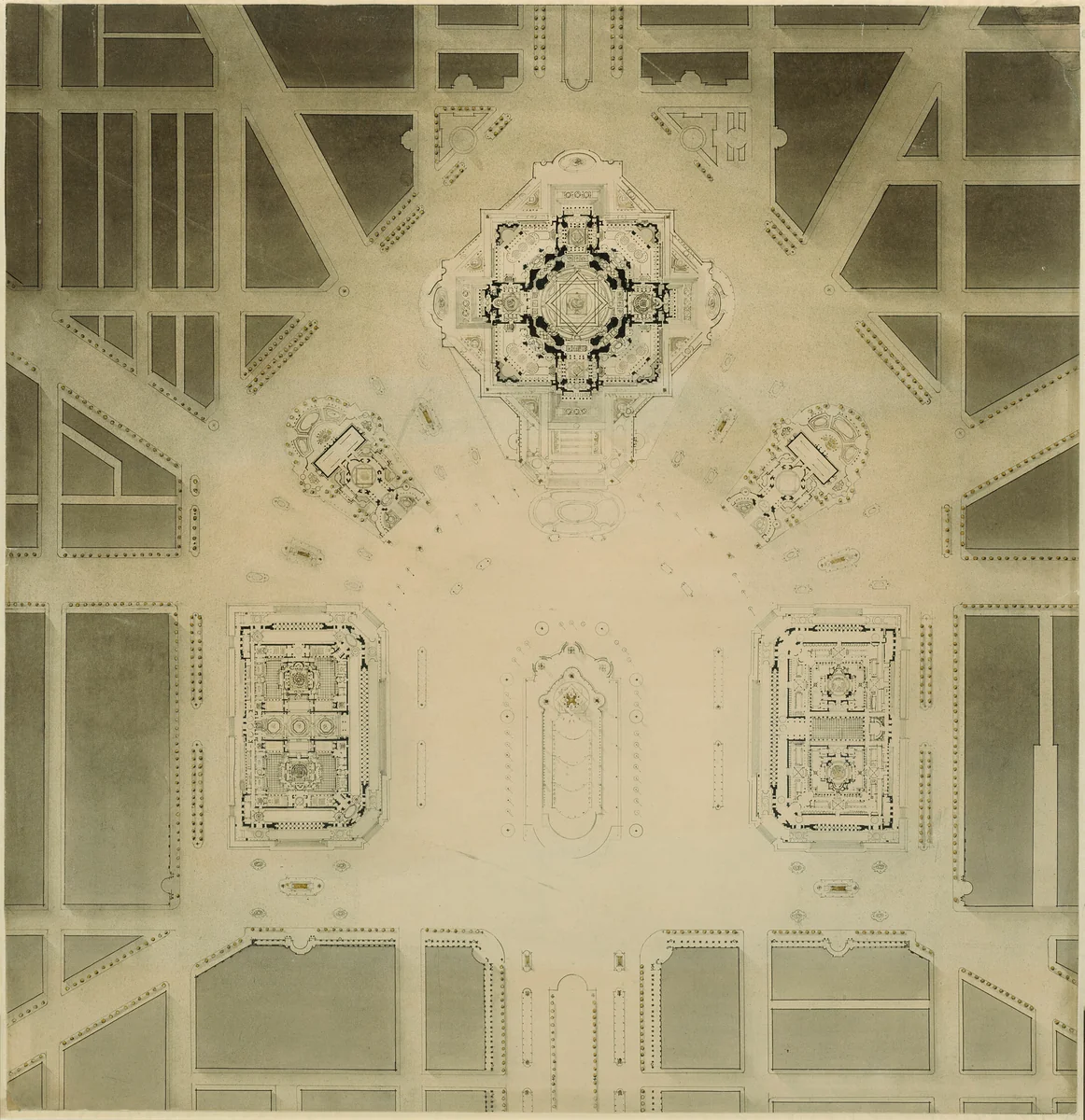 Civic Center, Plan of Chicago, Chicago, Illinois, Site Plan by Daniel Hudson Burnham
Edward Herbert Bennett, drawing, 1909