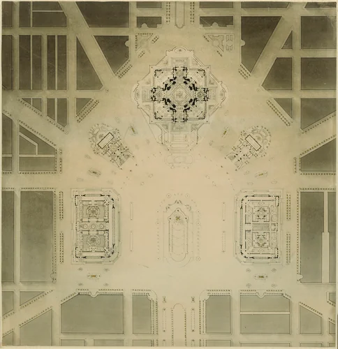 Civic Center, Plan of Chicago, Chicago, Illinois, Site Plan by Daniel Hudson Burnham
Edward Herbert Bennett, drawing, 1909
