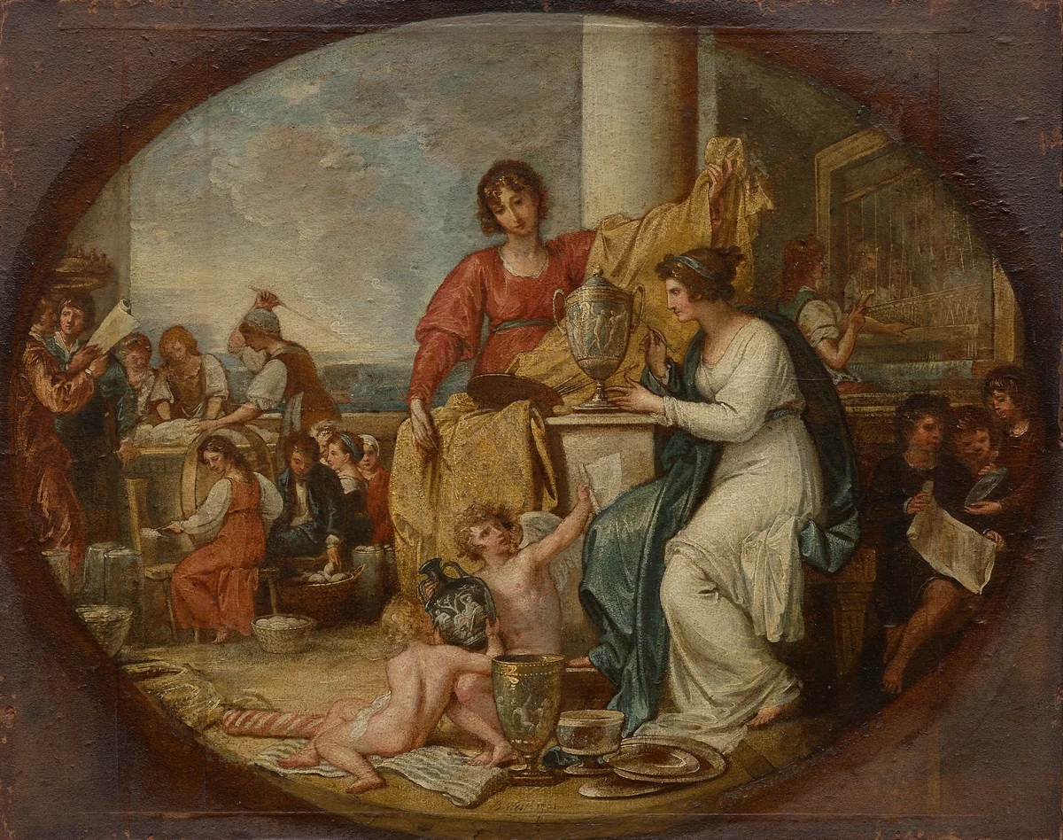 British Manufactory; A Sketch by Benjamin West, painting, 1791