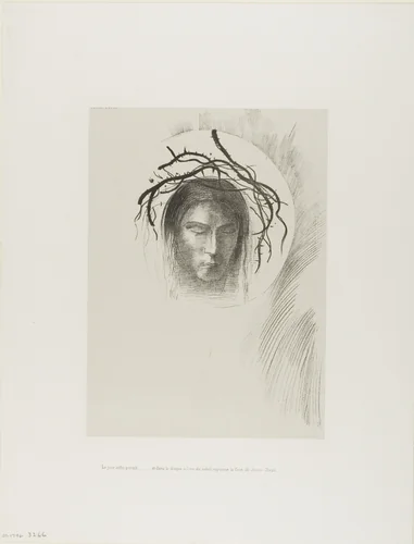 Day Appears at Last,...and in the Very Disk of the Sun Shines the Face of Jesus Christ, plate 24 of 24 by Odilon Redon, print, 1896