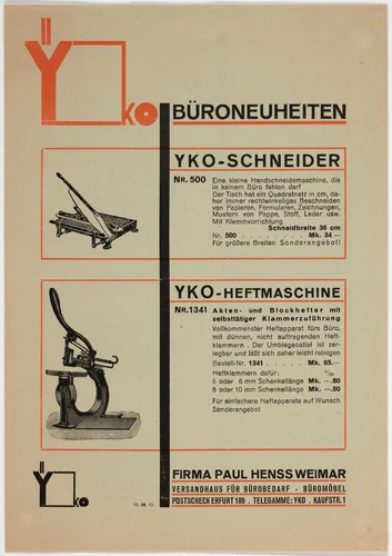 YKO Büroneuheiten by Joost Schmidt, design, 1924
