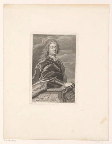 Portret van Leopold von Anhalt-Köthen by Martin Bernigeroth, print, 1715-1733