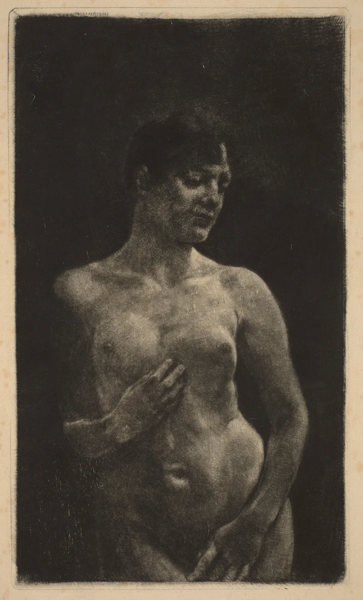 A Standing Nude by Max Klinger, print, 1891