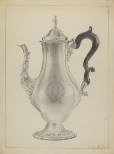 Silver Coffee Pot by Vincent Carano, index of american design, 1935-1942