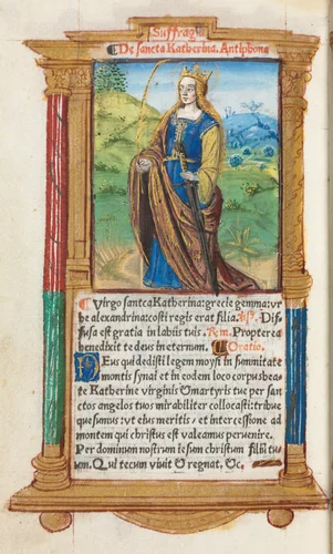 Printed Book of Hours (Use of Rome): fol. 109v, St. Catherine by Guillaume Le Rouge, book, 1510
