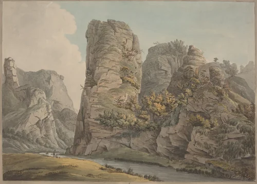 A Singular Rock in Dove-Dale named the Pickerell by William Day, drawing, 1789