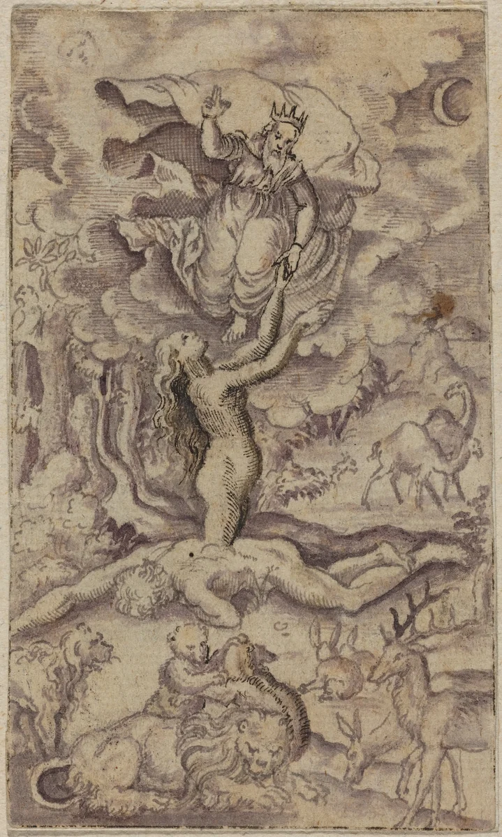 The Creation of Eve by Virgil Solis, drawing, 1514-1562