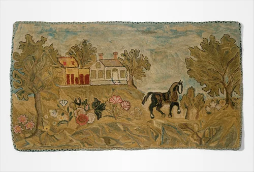 Hooked Rug by Lucy Trask Barnard, artwork, 1857-1860