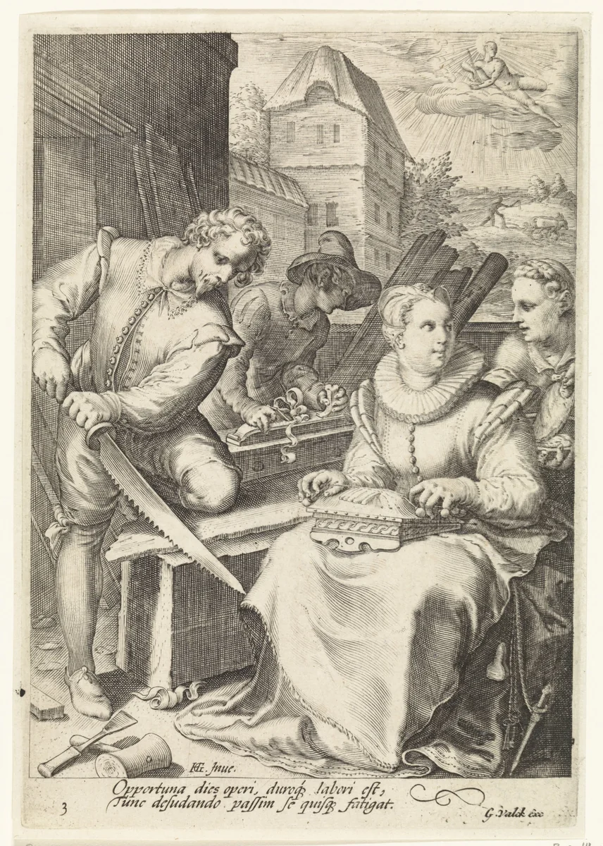 De middag by Jan Saenredam, print, 1670-1726