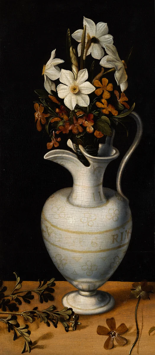 Narcissi, Periwinkle and Violets in a Ewer by Ludger tom Ring the Younger, painting, 1562