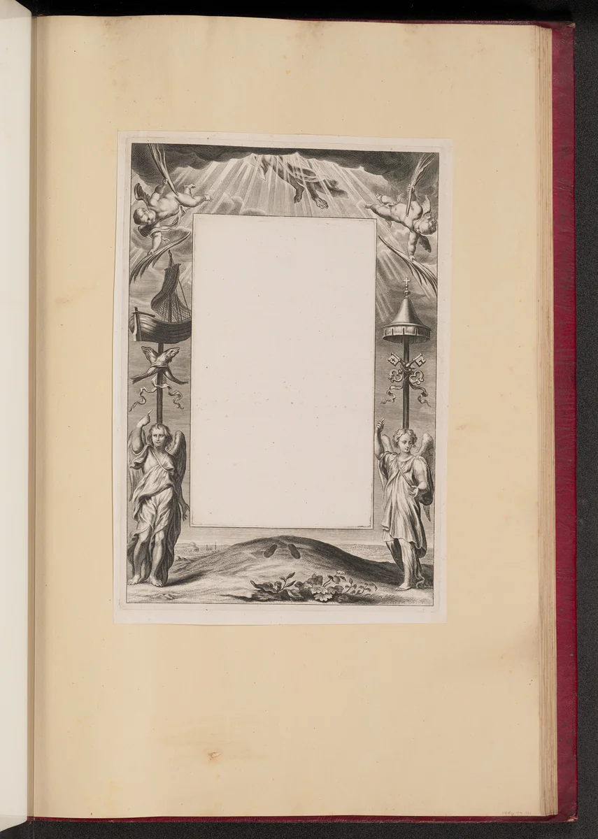 Border Illustration with the Ascension of Christ, Keys and Fish by Netherlandish 17th Century, print, 1613-1646