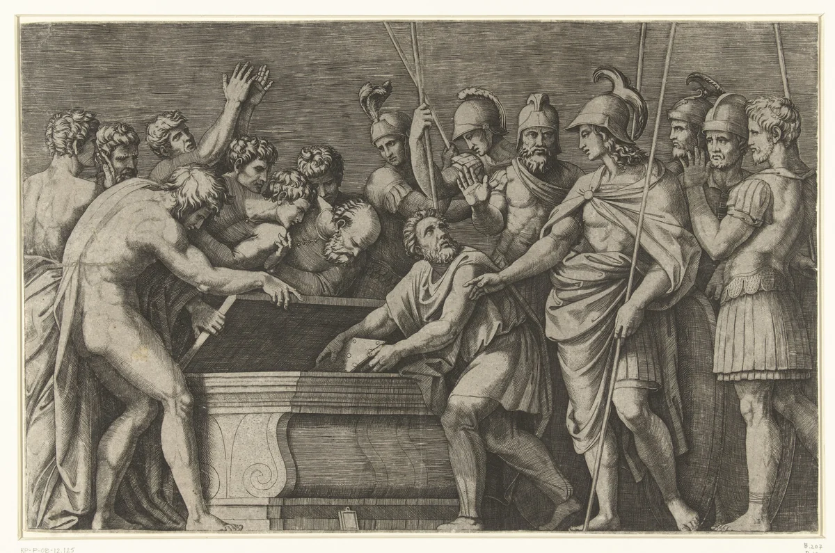 Alexander de Grote laat de werken van Homerus veilig opbergen by Unknown, print, 1515-1525