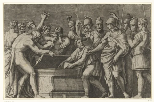 Alexander de Grote laat de werken van Homerus veilig opbergen by Unknown, print, 1515-1525