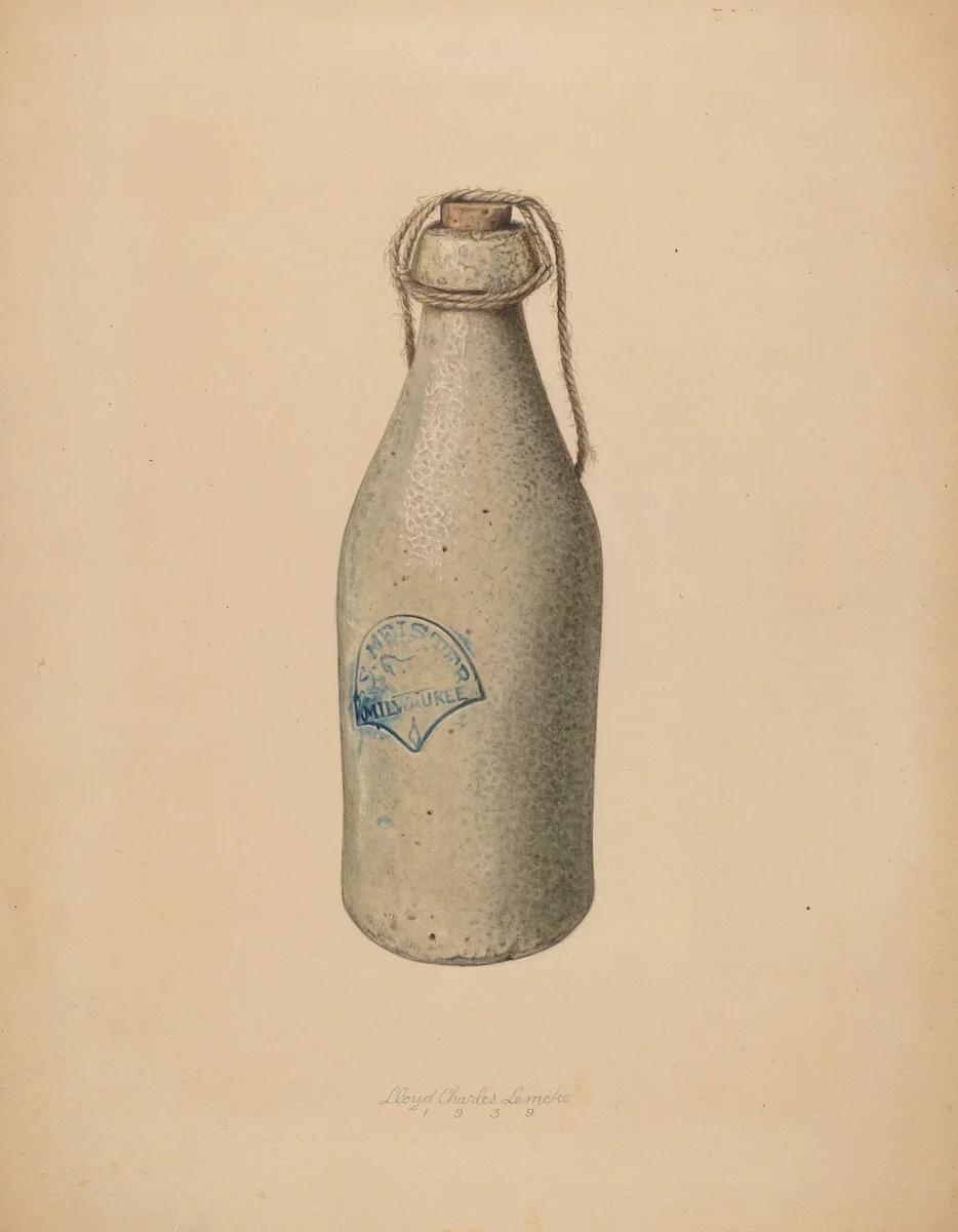 Weiss Beer Bottle by Lloyd Charles Lemcke, index of american design, 1939