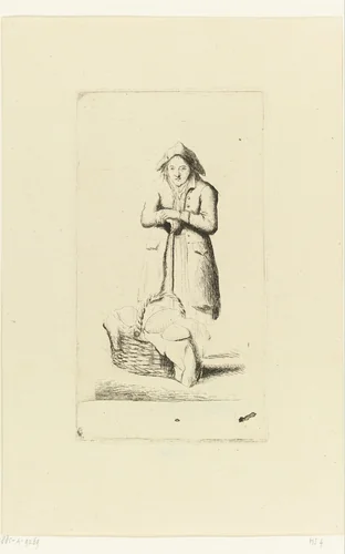 Bakker met mand met broden by Marie Lambertine Coclers, print, 1776-1815