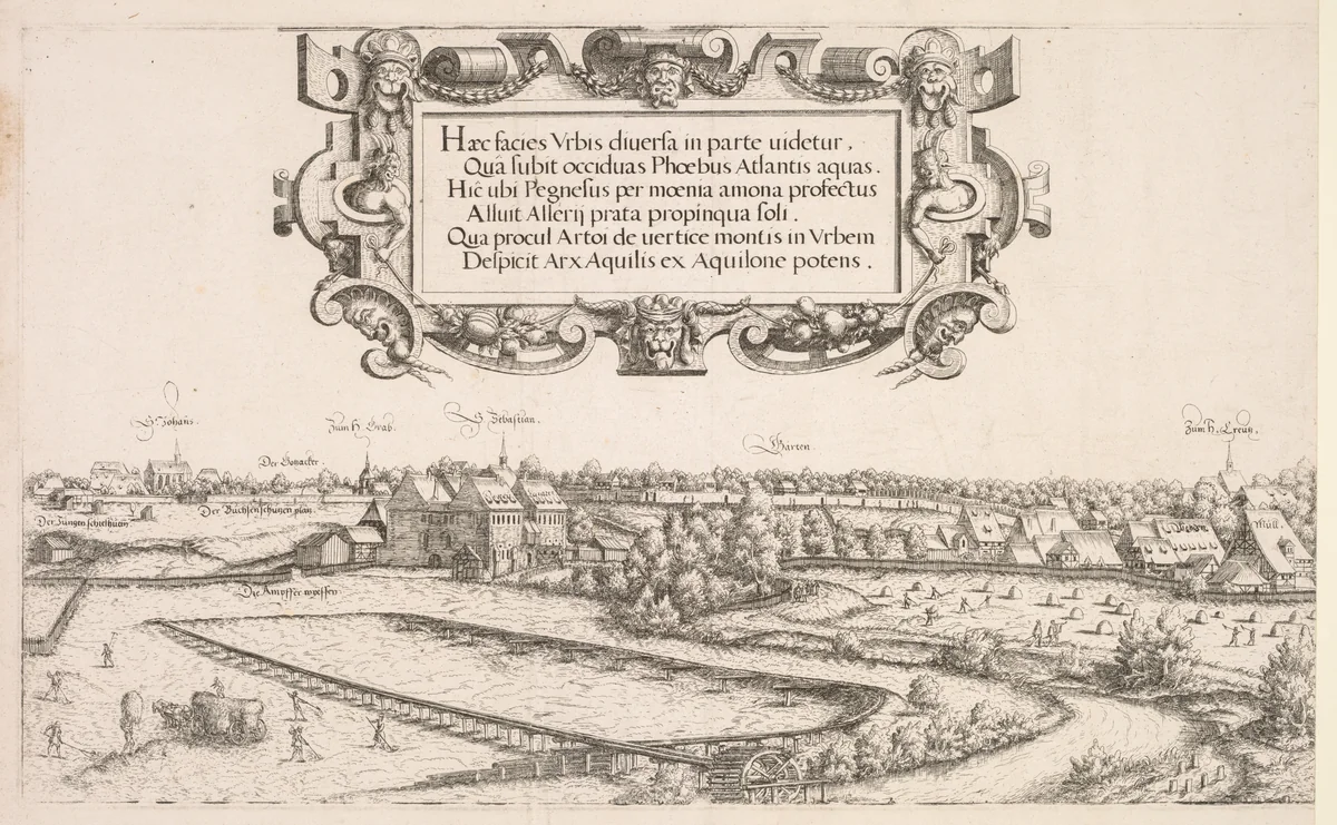 Panoramic View of Nuremberg: Left Portion by Hanns Lautensack, print, 1552