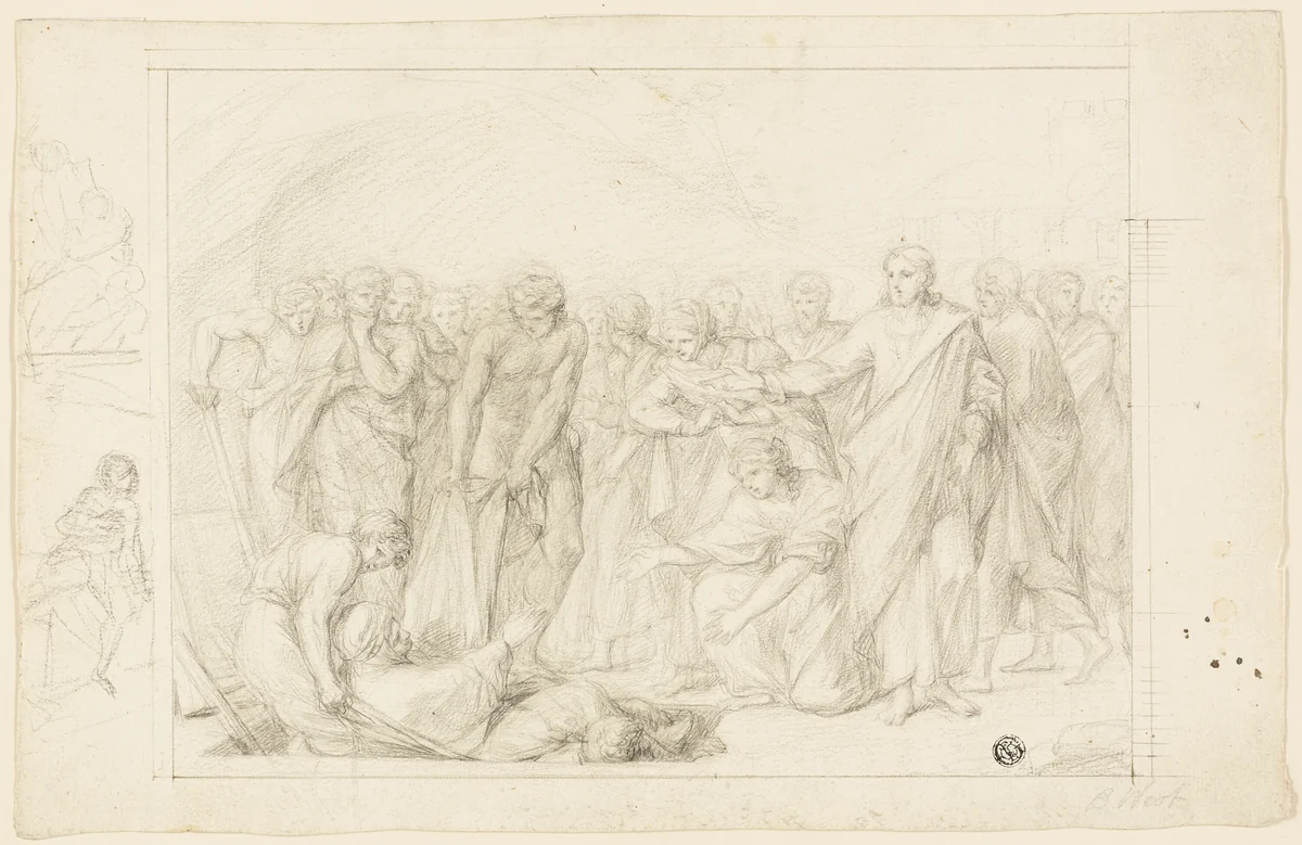 Death of Ananias by Benjamin West, drawing, 1758-1820