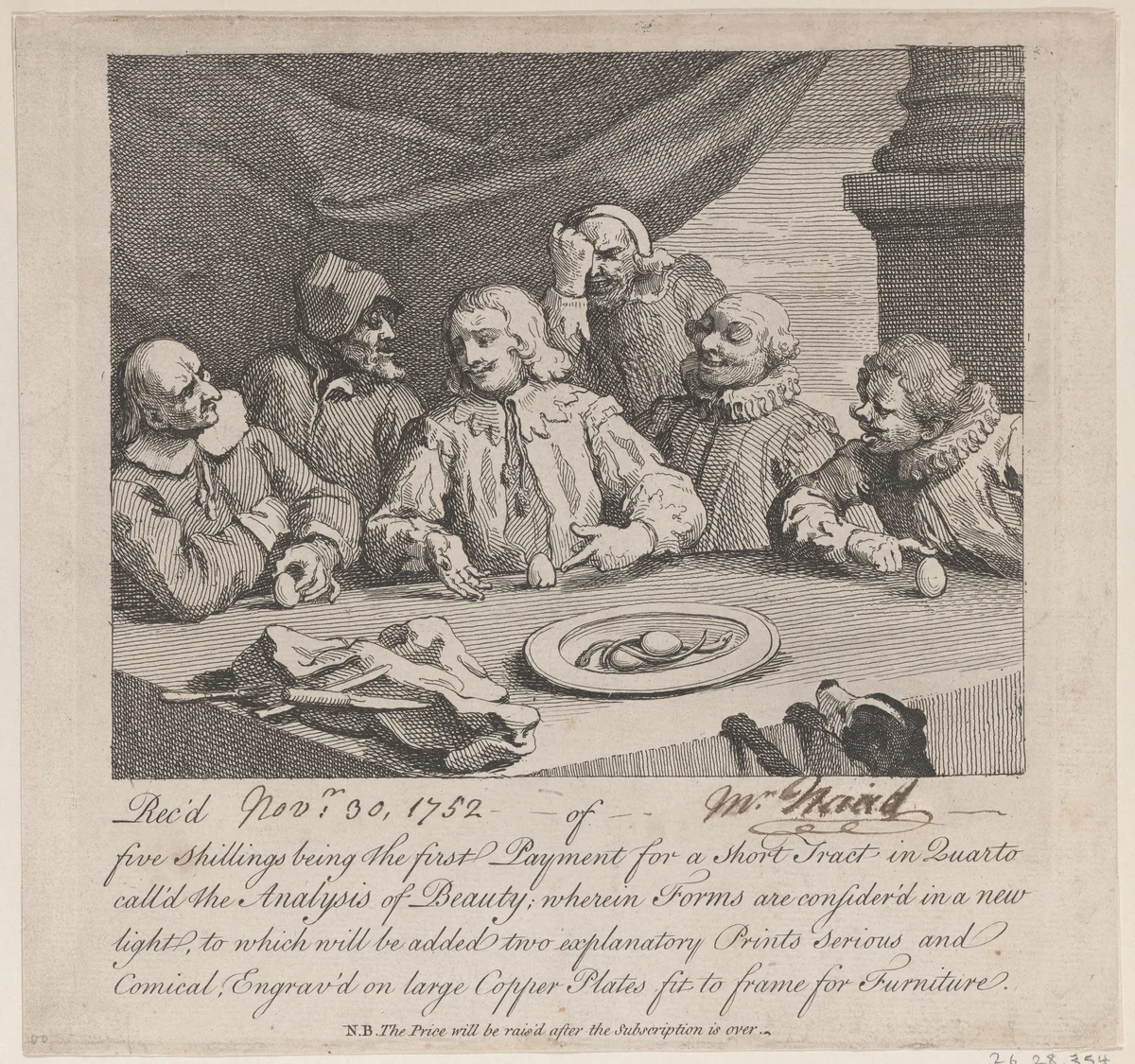 Columbus Breaking the Egg by William Hogarth, print, 1700-1800