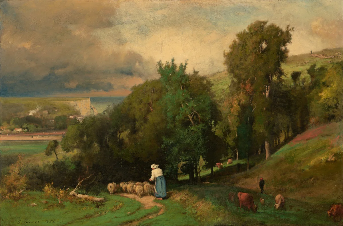 Hillside at Étretat by George Inness, painting, 1876
