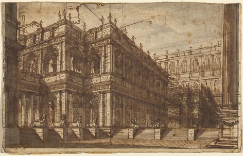 An Ancient Forum with Porticos by Giovanni Battista Piranesi, drawing, 1742-1743