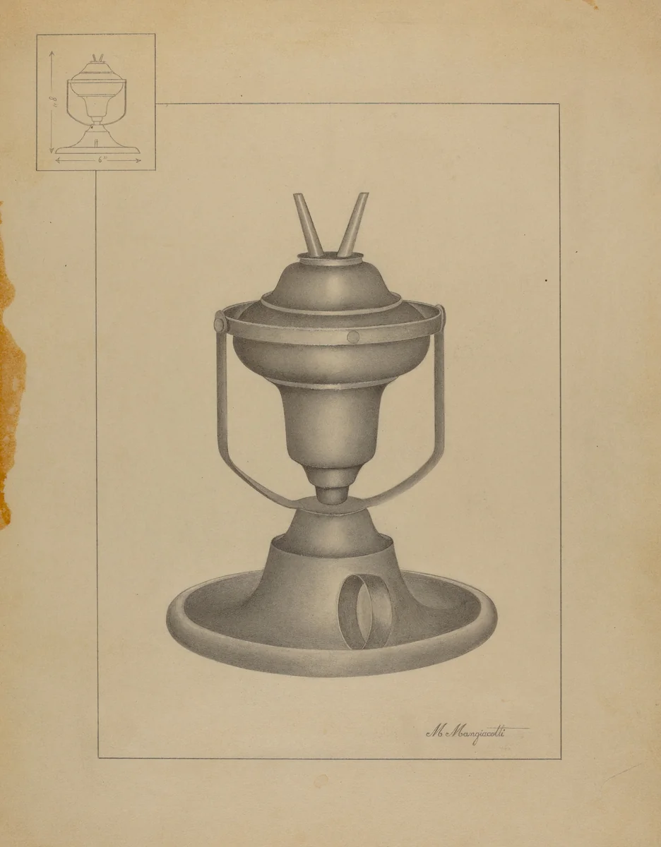 Swinging Lamp by Matthew Mangiacotti, index of american design, 1936