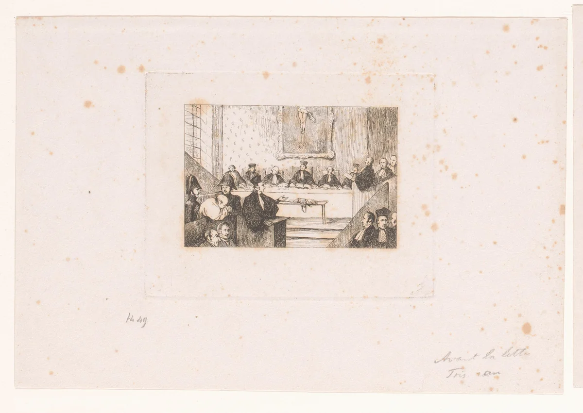 Zitting van het hof van assisen by Eugène Verboeckhoven, print, 1830