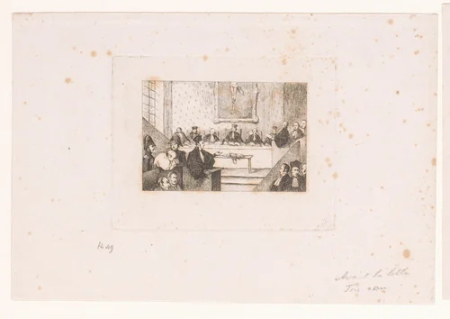 Zitting van het hof van assisen by Eugène Verboeckhoven, print, 1830