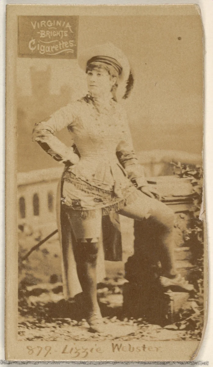 Card 879, Lizzie Webster, from the Actors and Actresses series (N45, Type 2) for Virginia Brights Cigarettes by Allen & Ginter, photograph, 1885-1891