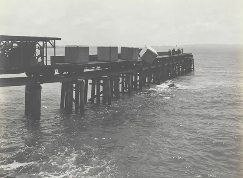 East Breakwater -- Limon Bay. Plowing 25 ton concrete blocks by Unidentified Photographer, photograph, 1916