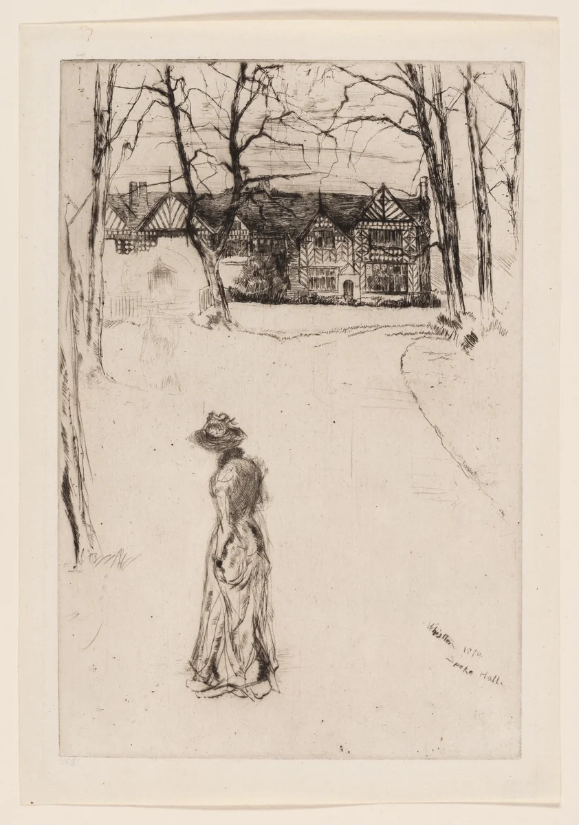 Speke Hall: The Avenue by James McNeill Whistler, print, 1870-1878