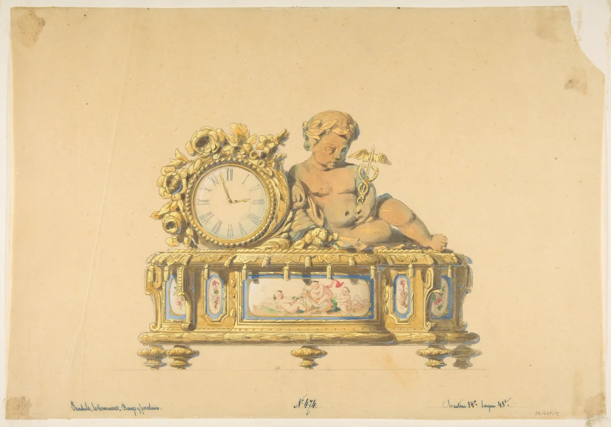 Design for a Clock: Commerce by anonymous, drawing, 1800-1899