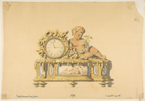 Design for a Clock: Commerce by anonymous, drawing, 1800-1899