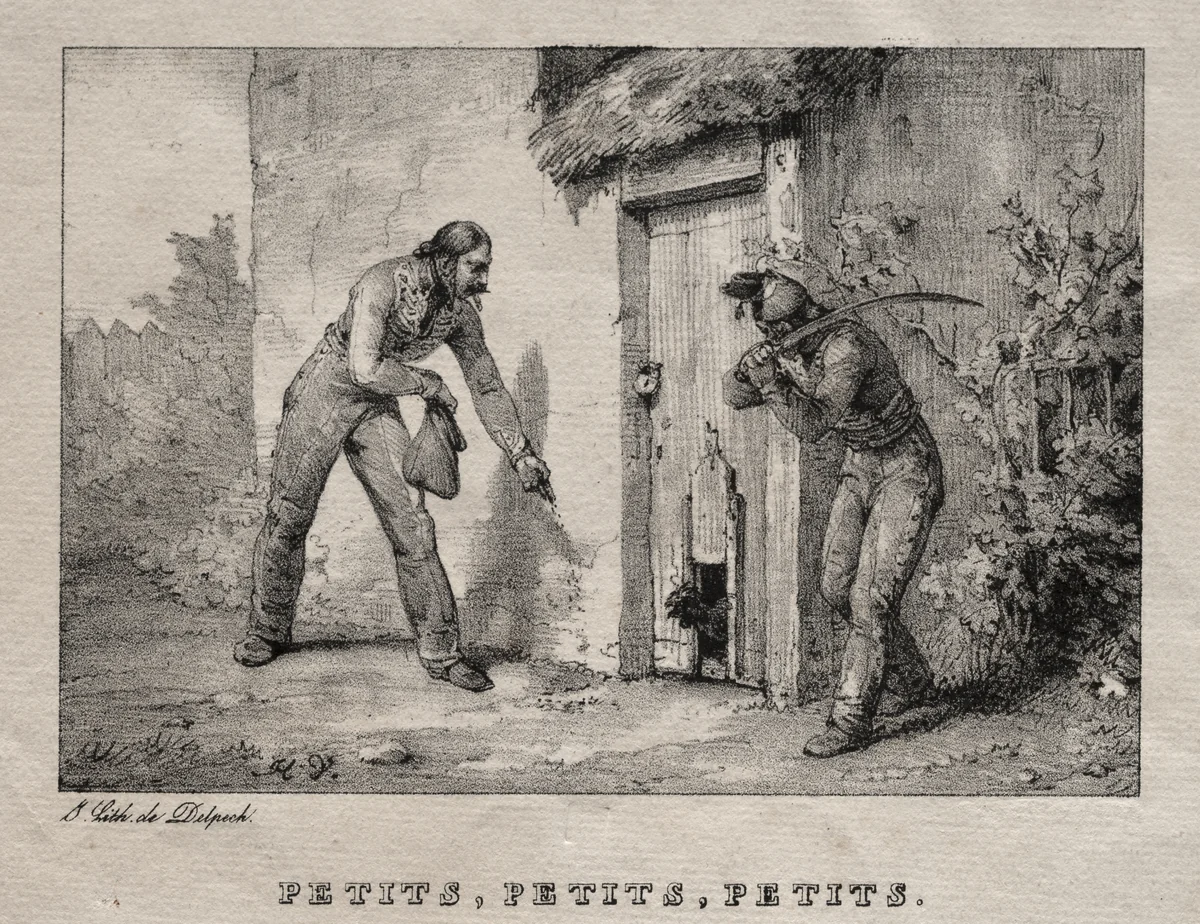 Marauders (Maraudeurs. Petits! Petits! Petits!) by Horace Vernet, print, 1809-1863