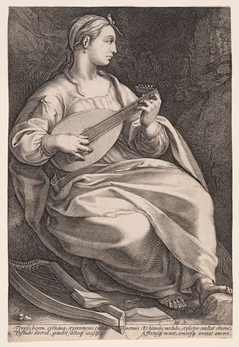 Terpsichore, The Muse of Dance, from The Nine Muses by Hendrick Goltzius, print, 1592