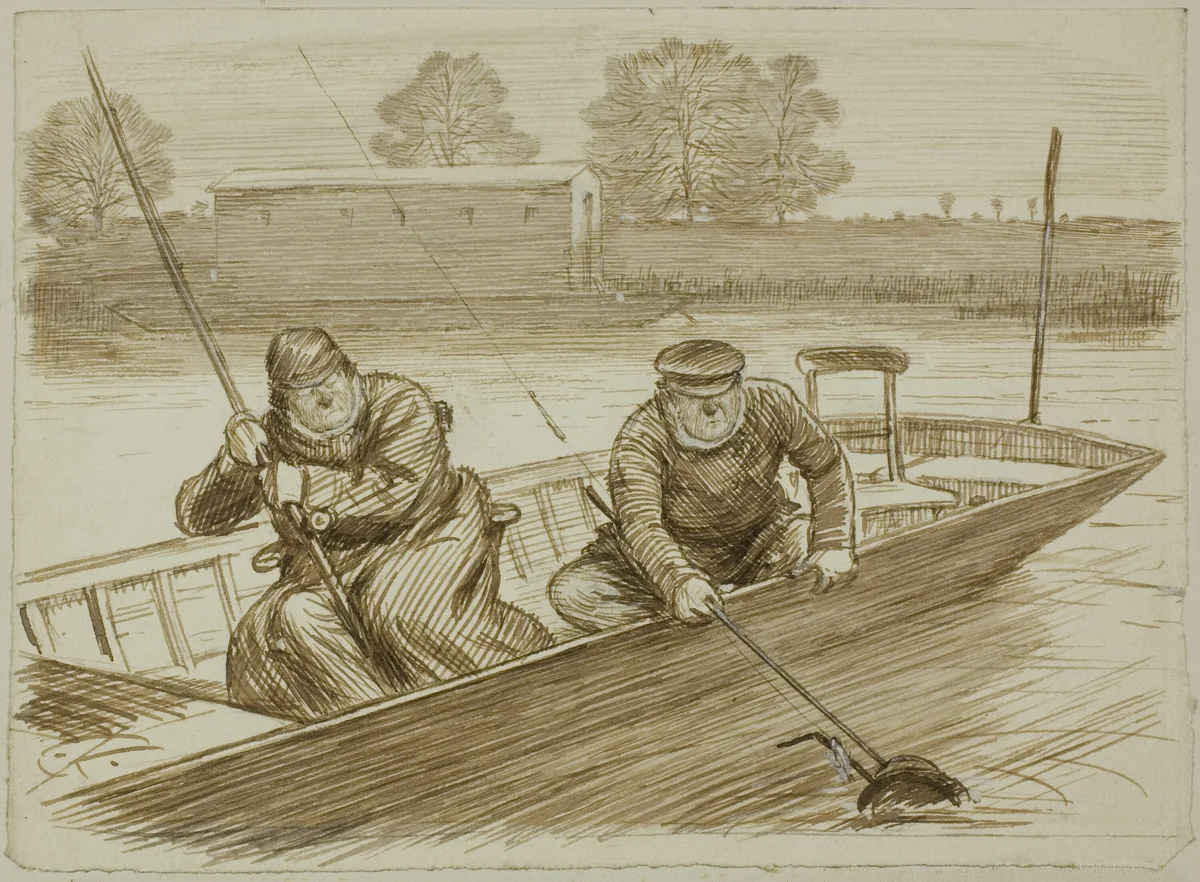 Fishing Scene by Charles Samuel Keene, drawing, 1879-1889