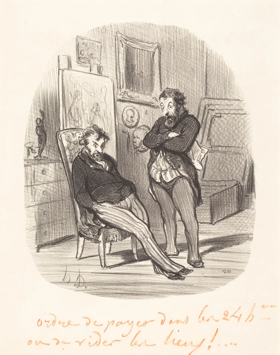 Inconvénient d'envoyer un mauvais tableau... by Honoré Daumier, print, 1848