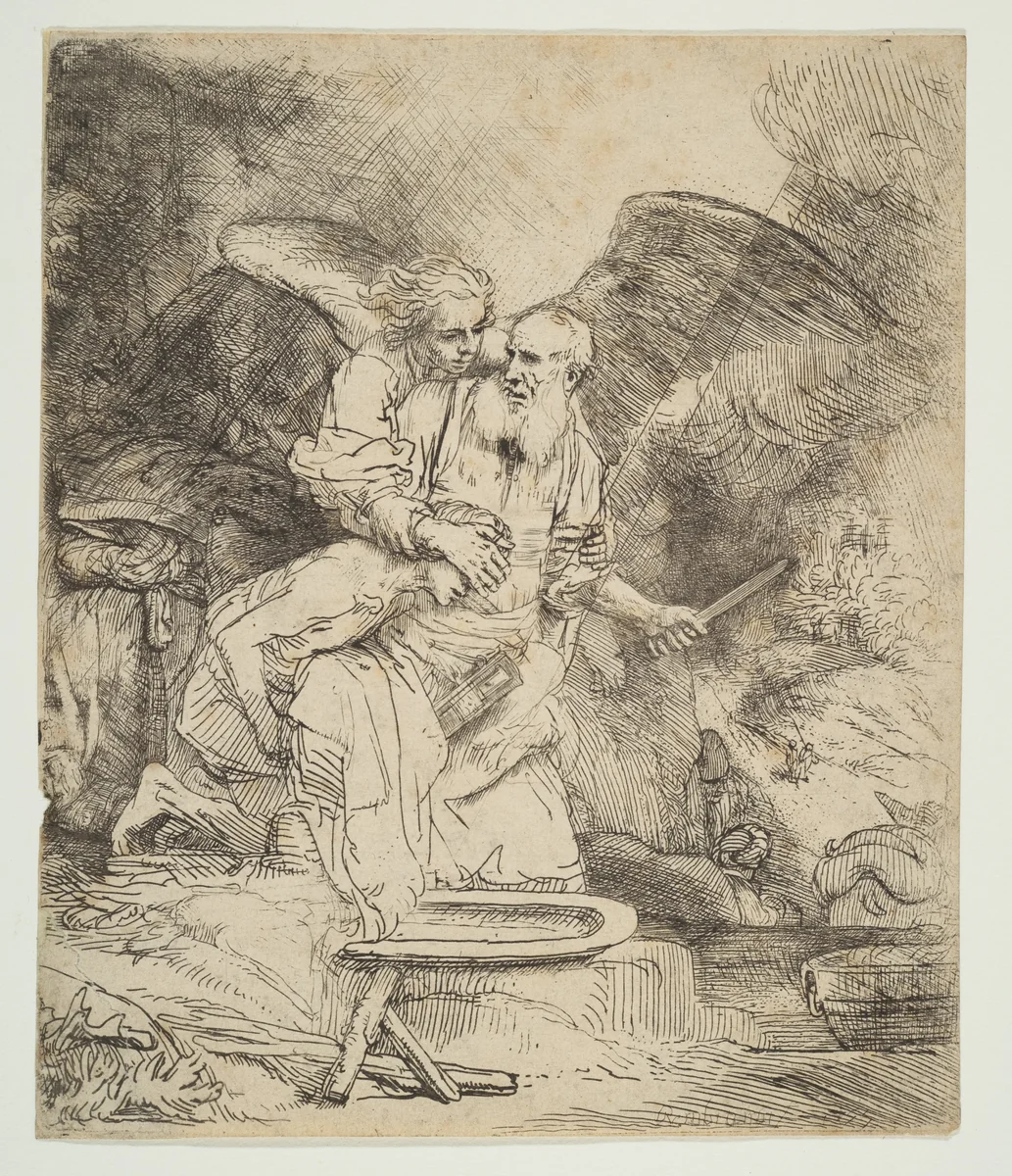 Abraham's Sacrifice by Rembrandt van Rijn, print, 1655