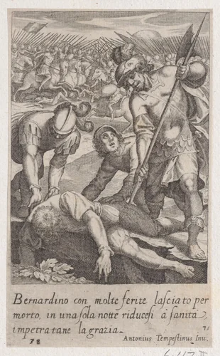 Bernardino, from Scelta d'Alcuni Miracoli e Grazie della Santissima Nunziata di Firenze (Selection of Some Miracles and Graces that Occurred in the Church of the Annunziata in Florence) by Jacques Callot, print, 1611-1619