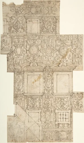 Design for a Façade with Sgraffito Decorations by anonymous, drawing, 1500-1599