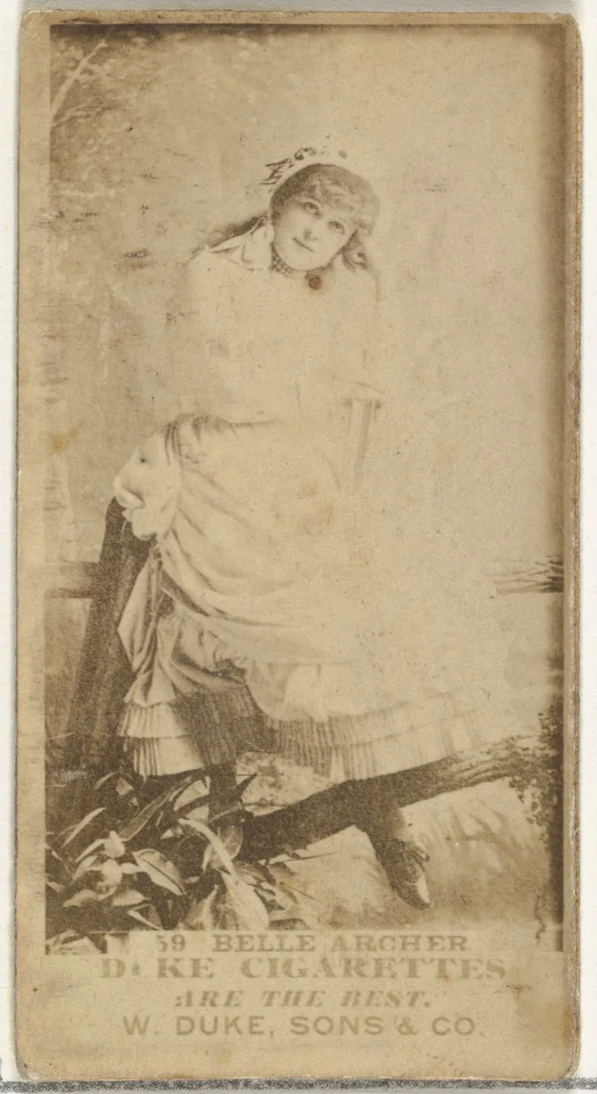 Card Number 59, Belle Archer, from the Actors and Actresses series (N145-7) issued by Duke Sons & Co. to promote Duke Cigarettes by W. Duke, Sons & Co., photograph, 1880-1889