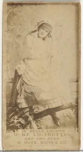 Card Number 59, Belle Archer, from the Actors and Actresses series (N145-7) issued by Duke Sons & Co. to promote Duke Cigarettes by W. Duke, Sons & Co., photograph, 1880-1889