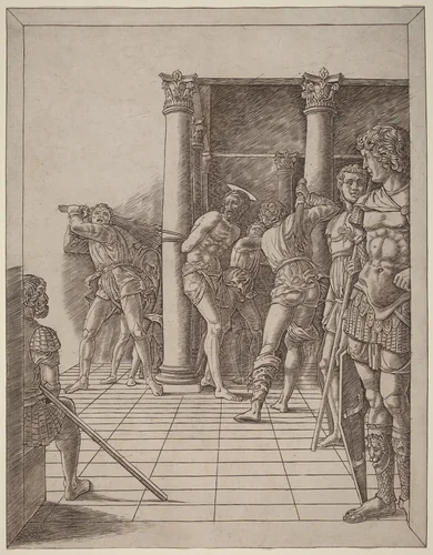 Flagellation of Christ, with the Pavement by Andrea Mantegna, print, 1475-1480