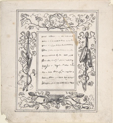 Design for a border with Cymbals and Tambourines by Carl Alexander von Heideloff, drawing, 1809-1865