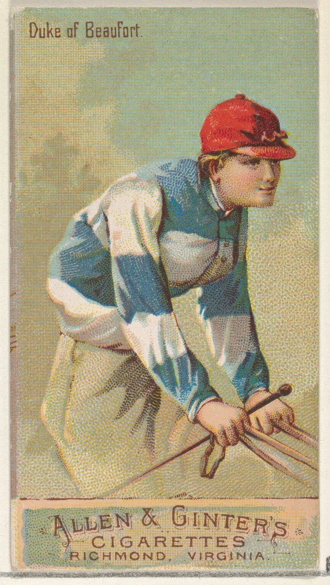 Duke of Beaufort, from the Racing Colors of the World series (N22b) for Allen & Ginter Cigarettes by Allen & Ginter, print, 1888
