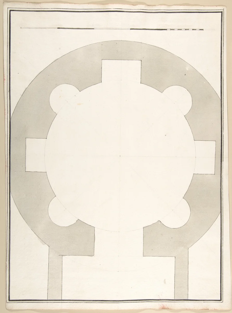 Unlabeled Plan of the Tempio della Speranza by Pietro Paolo Coccetti, drawing, 1710-1727