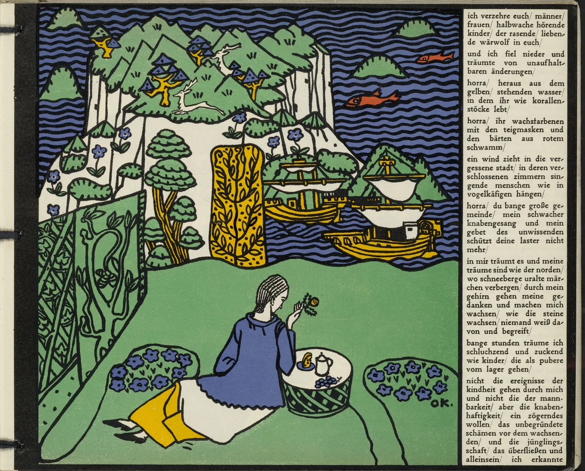 The Distant Island (Die ferne Insel)(in-text plate, folio 6) from Die träumenden Knaben (The Dreaming Boys) by Oskar Kokoschka, illustrated book, 1917