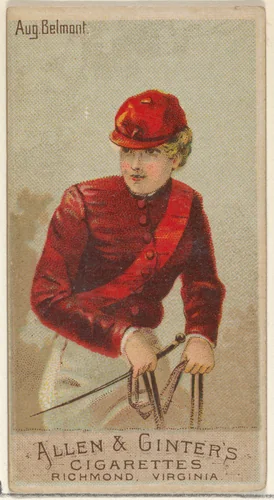 August Belmont, from the Racing Colors of the World series (N22a) for Allen & Ginter Cigarettes by Allen & Ginter, print, 1888