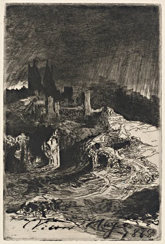 Landscape by Victor Hugo, print, 1868