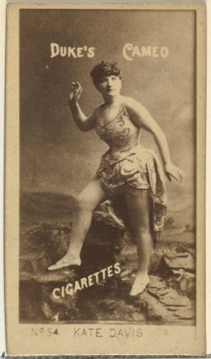 Card Number 54, Kate Davis, from the Actors and Actresses series (N145-4) issued by Duke Sons & Co. to promote Cameo Cigarettes by W. Duke, Sons & Co., photograph, 1880-1889