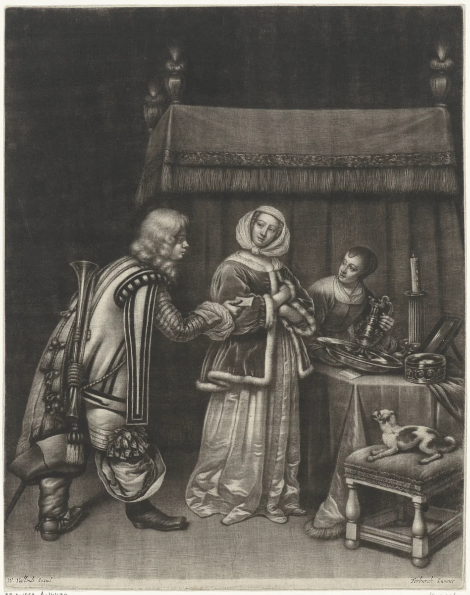 Geweigerde brief by Wallerant Vaillant, print, 1668-1677